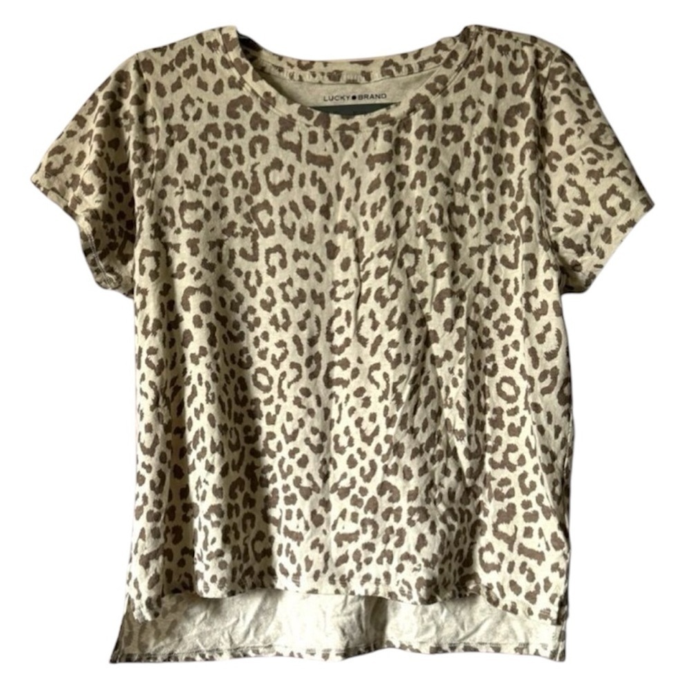 LUCKY BRAND women’s leopard print casual short sleeve top